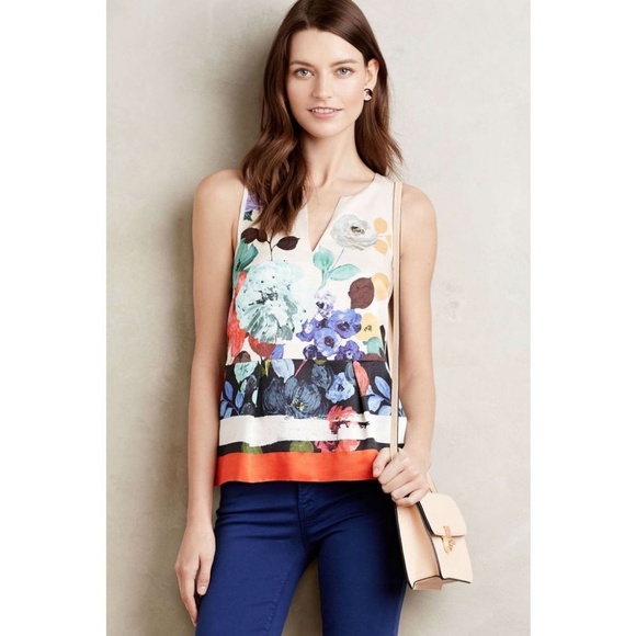 Anthropologie Tops - [Anthropologie] Elsie Floral Peplum Zip Blouse